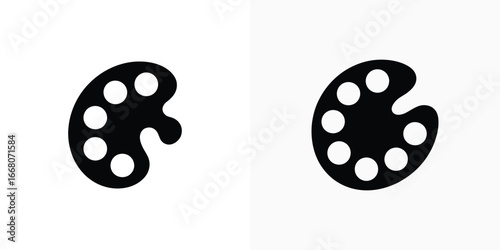 Artistic Black Palette with White Paint, Painter Tool Isolated on White
