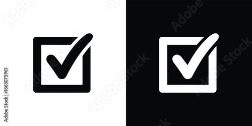 Check Mark inside Square Box Icon with Rounded Corners, Transparent Design