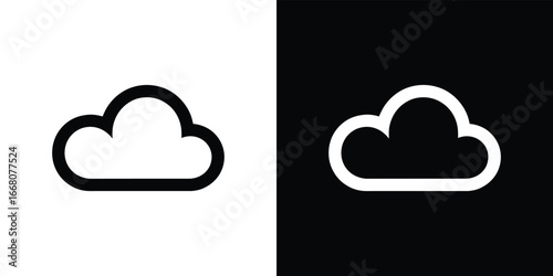 Inverted Cloud Shape Graphic, Black Outline on White and White Outline on Black