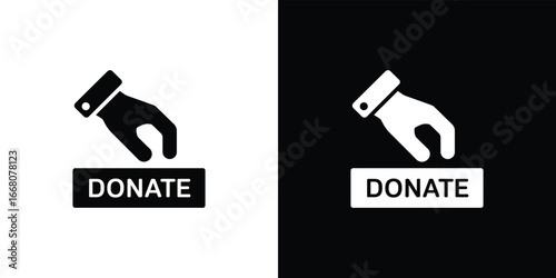 Isolated Hand Placing in Donate Box on Transparent Background Icon Sign Design