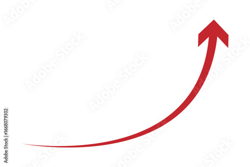 Long curved arrow icon vector. Red long arrow vector. flat style Arrow symbol. Red silhouette of long arrow isolated on white background. vector illustration on Transparent Background