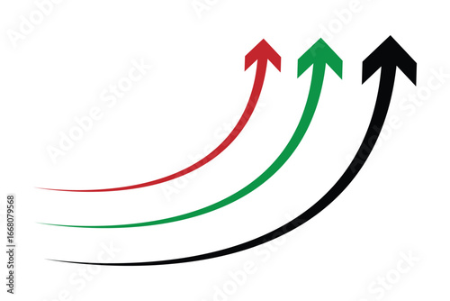 Curved arrows set. Curved arrows. Arrow sign. Curved arrow pointing right. Black, red, blue and green curved arrow