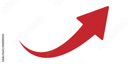 Long curved arrow icon vector. Red long arrow vector. flat style Arrow symbol. Red silhouette of long arrow isolated on white background. vector illustration on Transparent Background