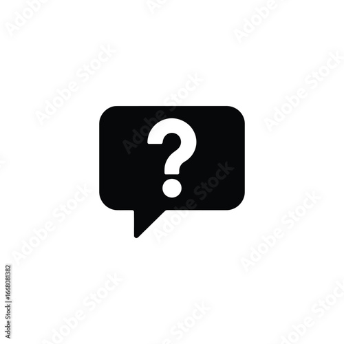 Question Mark in Black Speech Bubble on Transparent Background Icon Symbol UI