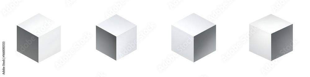 Fototapeta premium Isometric White Cubes with Shadow - 3D Rendered Shapes Isolated on White Background