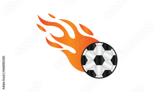 Burning football with flame effect vector illustration