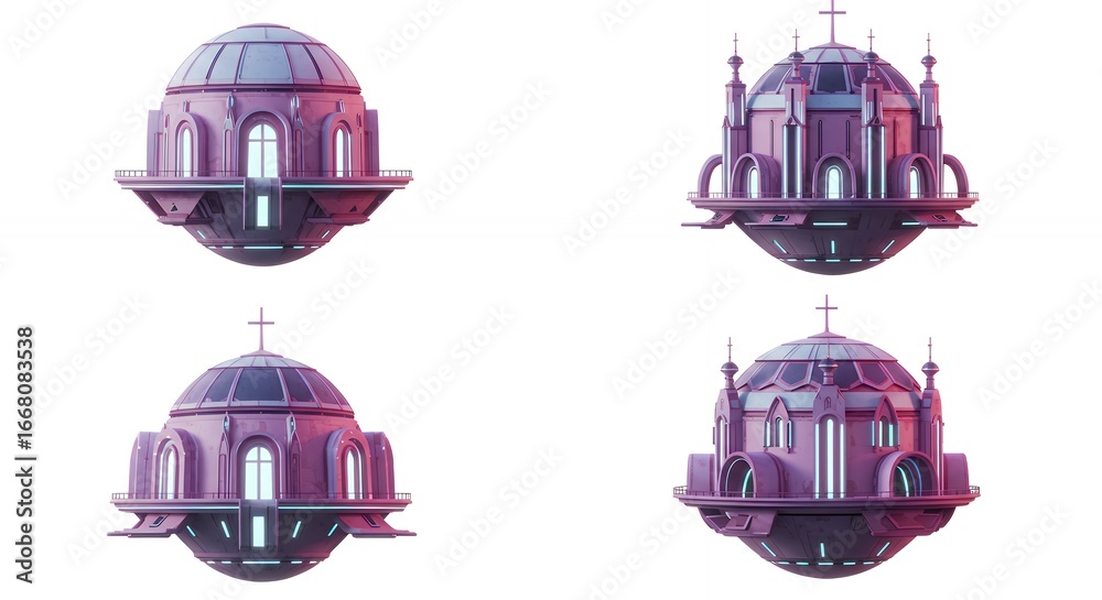 Naklejka premium Floating buildings futuristic architecture designs