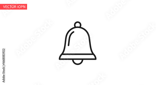 Thin line bell icon representing notifications and alerts. A simple vector symbol for user interface design, isolated on a white background for digital communication