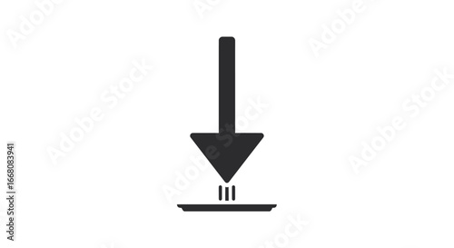 Minimalist black arrow pointing downward, an icon symbolizing the concept of downloading, receiving, or arrival