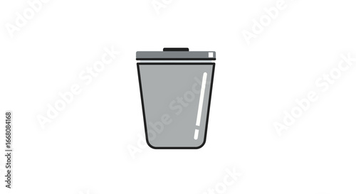 Simple gray trash can icon with a lid, a flat vector graphic symbol for waste management, recycling, and environmental concepts isolated on a white background