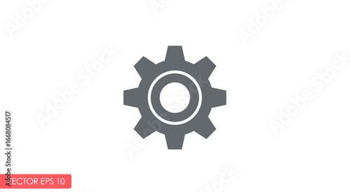 Modern industrial cogwheel graphic in a sleek grey tone, symbolizing machinery, settings, and efficient operational processes. A clean vector icon for system functionality and progress