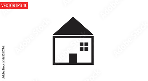 Simple Black and White House Icon Design for Real Estate and Home Concepts