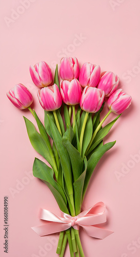 bouquet of pink tulips