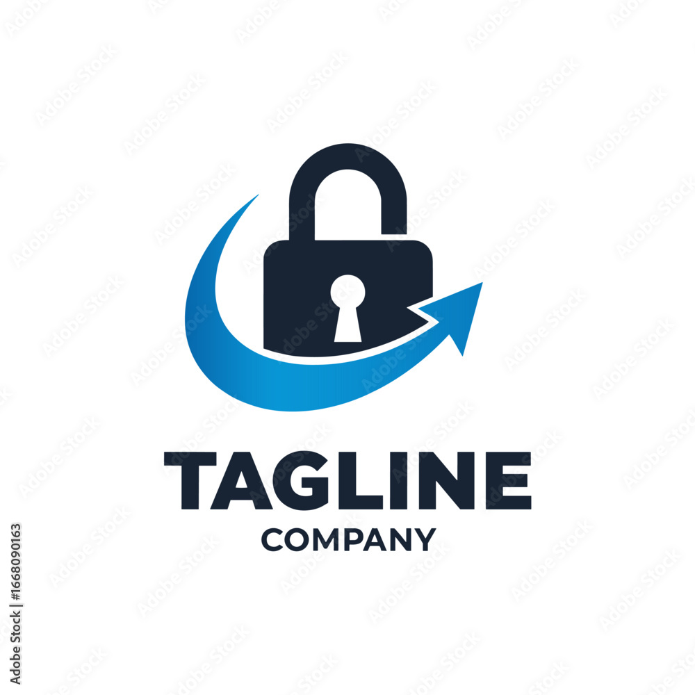 Secure Data Protection Logo with Arrow and Padlock