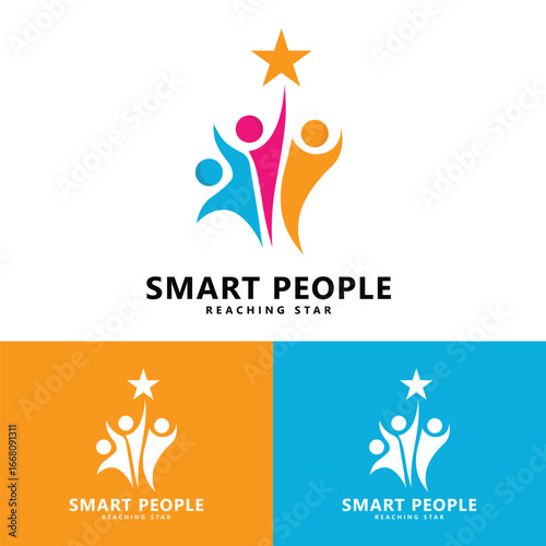 People star logo design vector template star kids logo concepts illustration