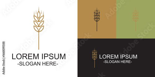 Wheat Logo. Rice Logo. Bussines Logo. Gluten Logo Vector. wheat / grain icon vector logo design.