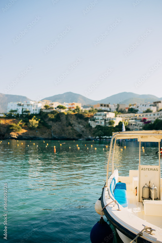 Fototapeta premium Serene boat view at coastal village