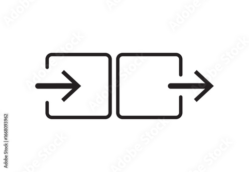 Login and logout icon, Sign In and Sign Out icon. entrance, exit icon sign. Open and close door symbol. Black exit and enter arrow, vector icon.