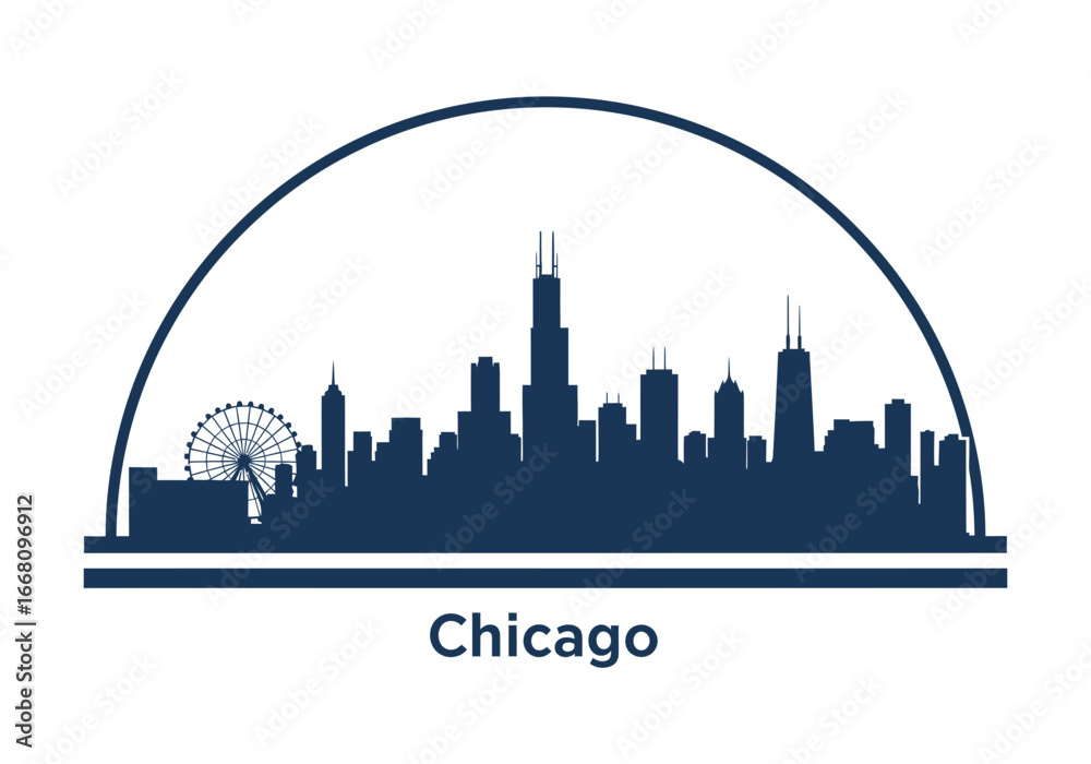 Obraz premium Chicago Skyline Silhouette with Ferris Wheel and Iconic Skyscrapers