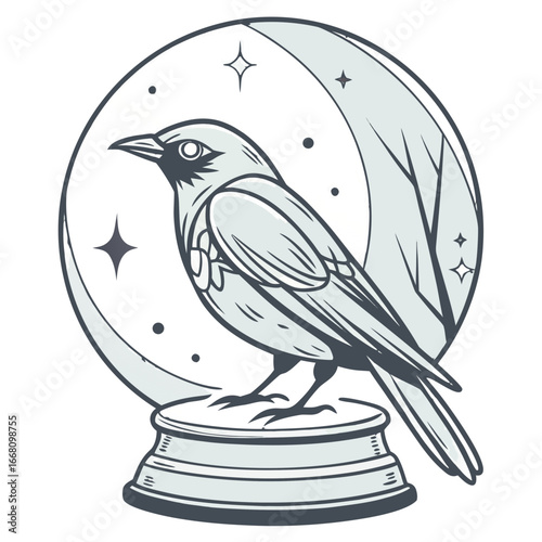 Icy blue silver gradient crystal ball vector illustration. Perfect for: winter festival designs, frosty packaging, holiday artwork, fantasy snow themes