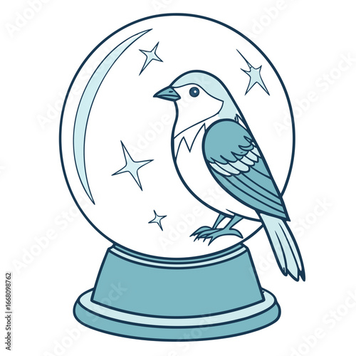 Icy blue silver gradient crystal ball vector illustration. Perfect for: winter festival designs, frosty packaging, holiday artwork, fantasy snow themes