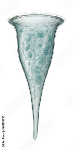 Stentor with a trumpet-shaped body and a band of cilia around its anterior rim