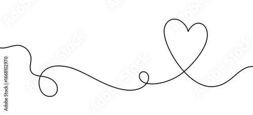 Elegant continuous line heart illustration. Minimal abstract art for home decor, wall print, poster, greeting card, wedding invitation, romantic decoration, interior design, modern minimalist artwork.