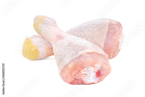 Raw chicken legs on white background isolated. Chicken meat. Diet meat.