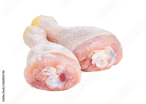 Raw chicken legs on white background isolated. Chicken meat. Diet meat.