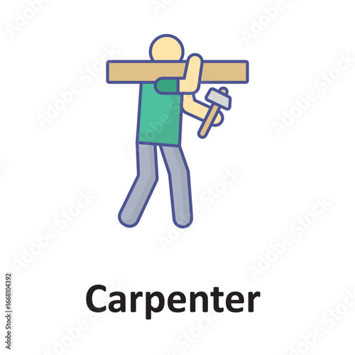 Carpenter Vector Icon which can easily modify or edit