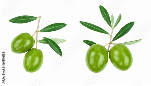 Wallpaper Mural Fresh Green Olives on Branch with Leaves Isolated Torontodigital.ca