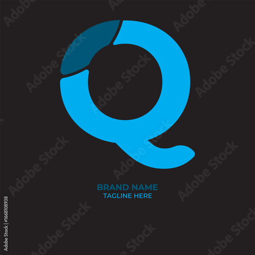 Vector Q blue color letter logo design. Simple abstract letter logo design.