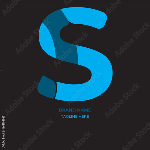 Abstract S letter logo design on a black background. Vector letter logo design.