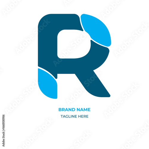 R simple unique letter logo design. Abstract blue color letter logo design.