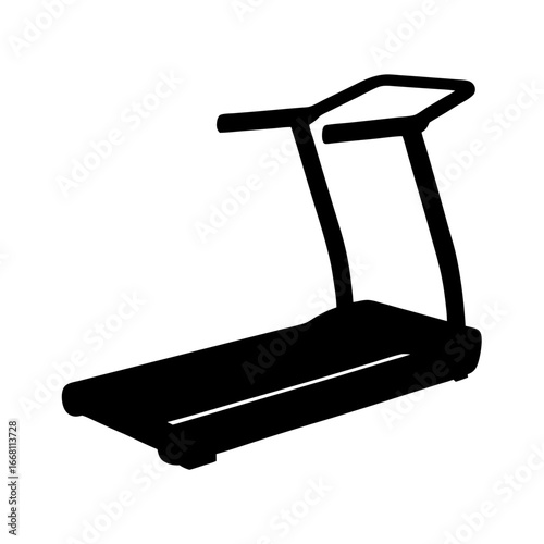 A silhouette of a treadmill used for indoor exercise and fitness routines