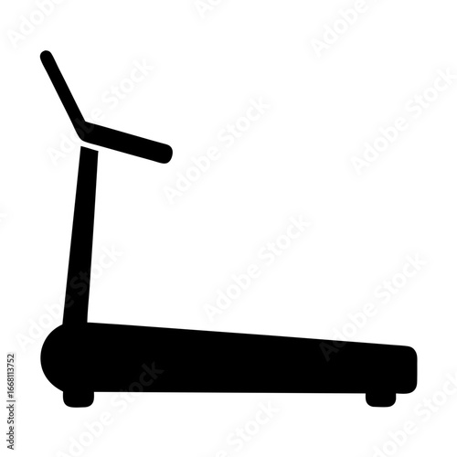 Black silhouette of a treadmill exercise machine for a gym and home