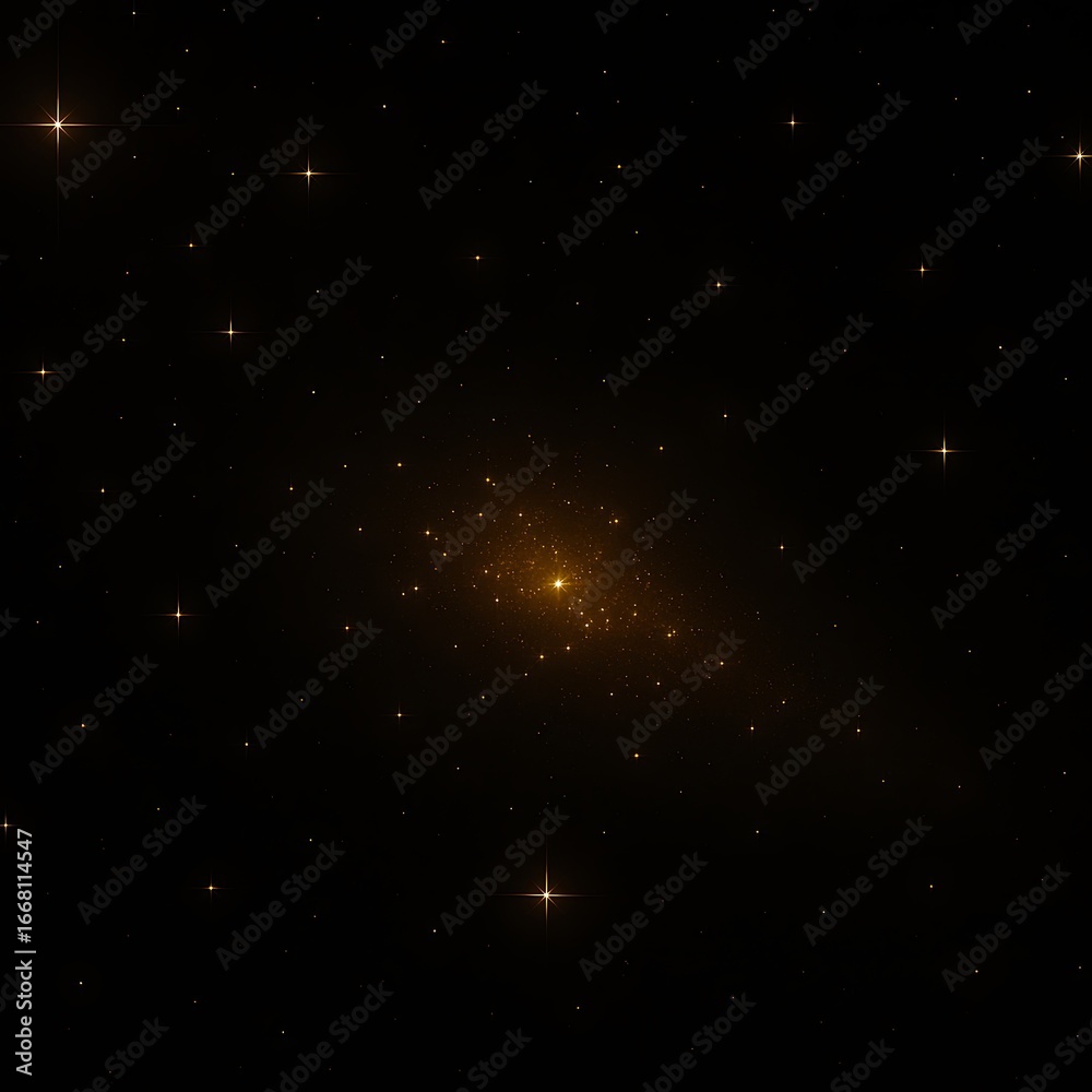 Obraz premium Bright Golden Stars in Dark Night Sky