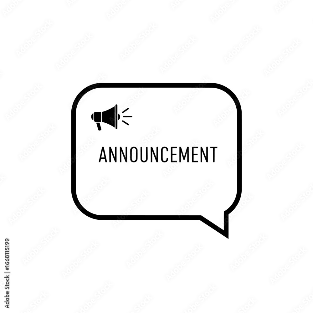 Fototapeta premium A speech bubble with announcement and megaphone icon on transparent background, speech bubble icon