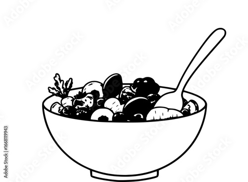 Fruits or Vegetables Bowl with Spoon icon
