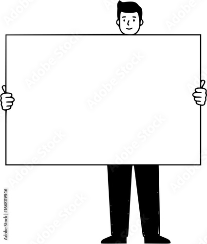 man with blank board
