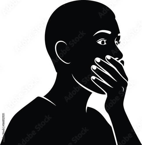 Vector art of the silhouette of a person expressing shock and surprise
