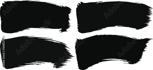 Black Grunge Brush Stroke Collection - Abstract Paint Swipes for Creative Design