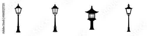 Decorative street lamps in various styles showcasing modern and traditional designs