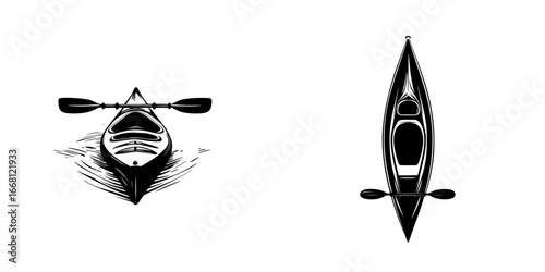 Two distinct kayak designs showcasing the beauty of water sports and outdoor adventure on a calm day