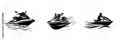 Jet skis racing on the water during a sunny day in an outdoor recreational area