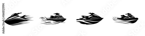 Jet skis racing over waves in a dynamic water sports event during a sunny afternoon at the lake
