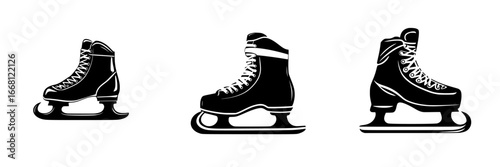 Ice skates in various styles displayed together showing different designs and features for recreational or competitive use