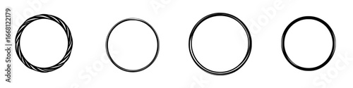 Various designs of circular shapes showcasing intricate patterns against a white background
