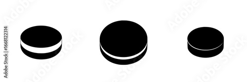Circular shapes of different sizes arranged horizontally on a plain background in a minimalist design
