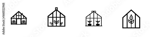 Various styles of greenhouses designed for gardening and plant cultivation to enhance outdoor spaces and sustainability